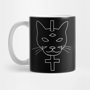 3-Eyed Cat Head on a Cross Mug